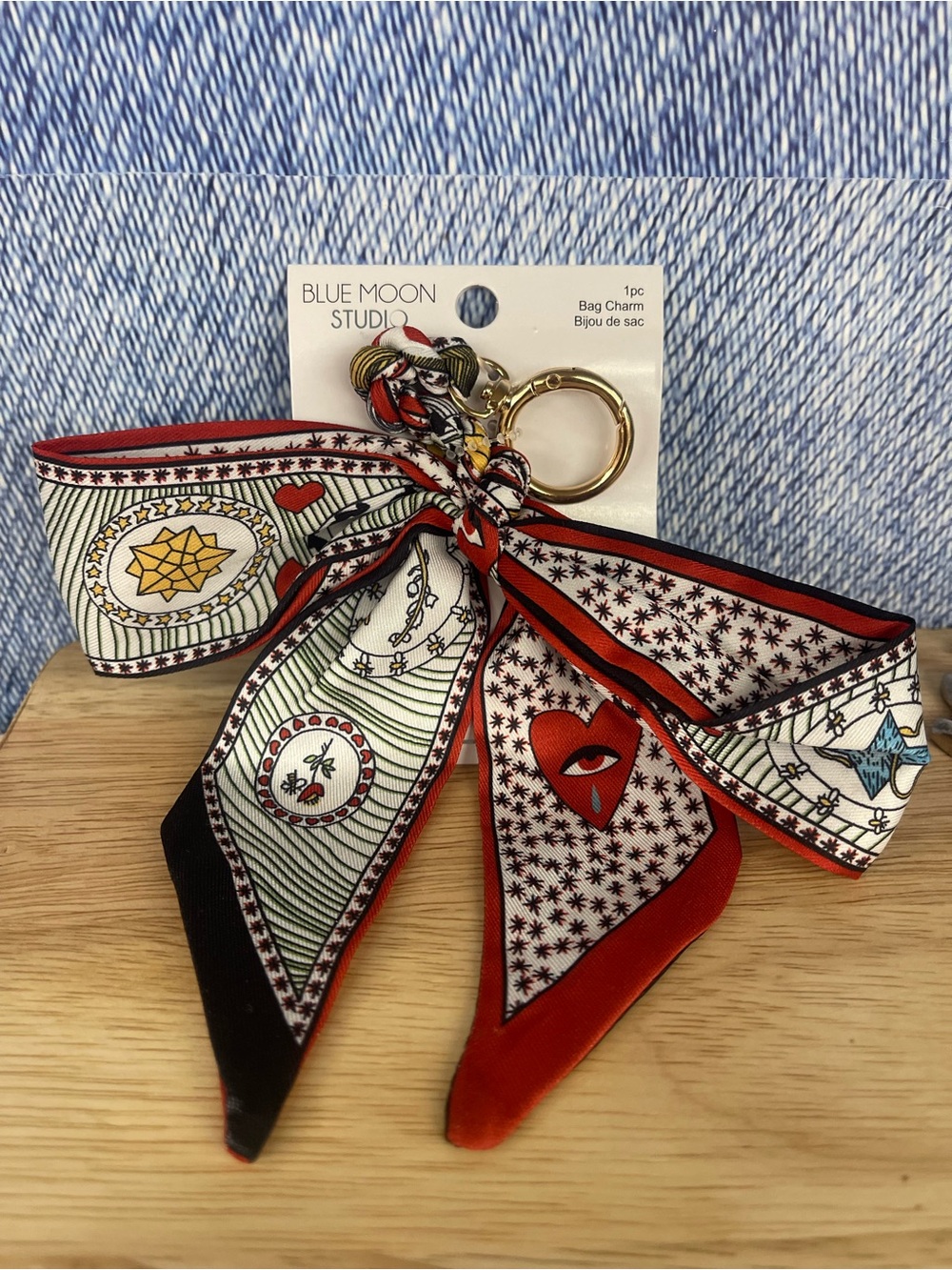 Red & White Ribbon Bow Keyring Bag Charm